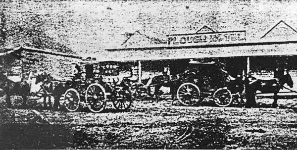 Photo of The Plough in 1880 with horse and carriage in front